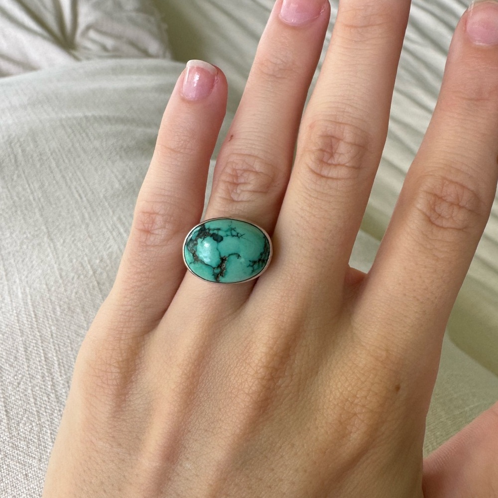 Genuine turquoise and sterling silver ring size 5.5